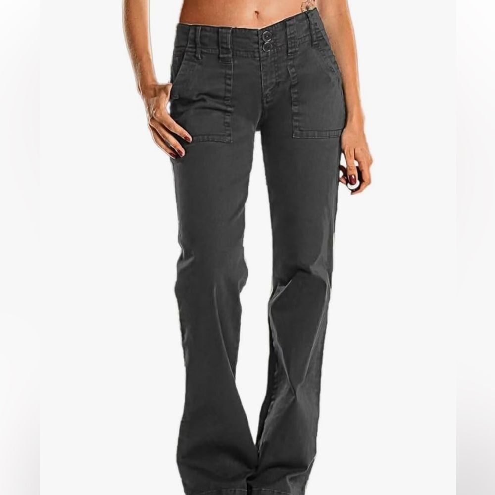 NEW- Flamingals Wide Leg Cargo Pants Mid Waist Straight Leg Business Casual 2X